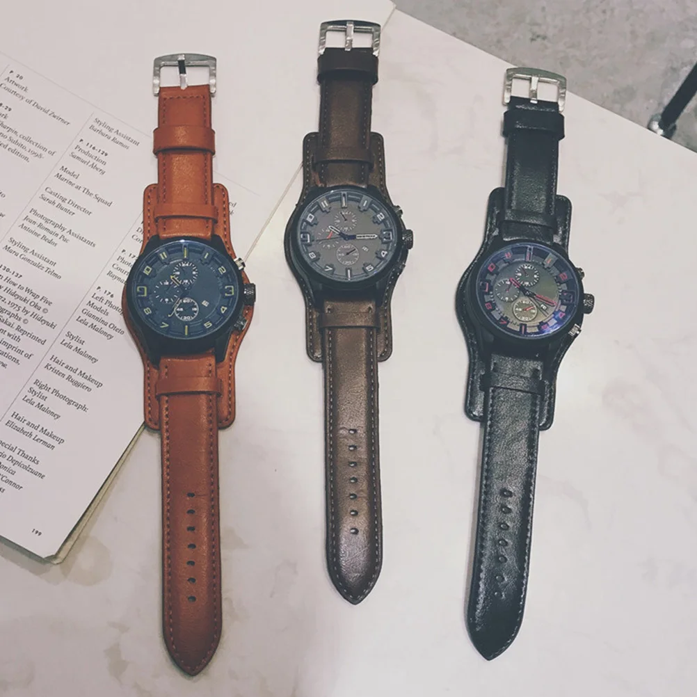 Groot quartz horloge Bruin quartz horloge Duurzaam ontwerp Geschikt voor elke gelegenheid Cadeau Herenpolshorloge