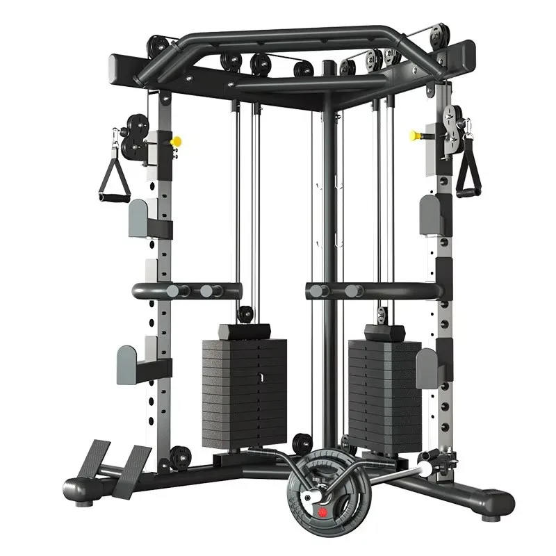 Multifunctional Cable Cross Trainer Home Gantry Commercial Fitness Pulley with 70kg Weight Stacking Smooth Quiet Heavy Duty