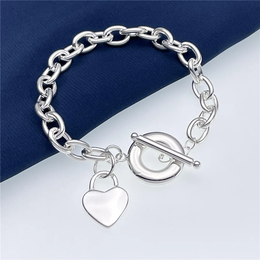 925 sterling Silver lovely Heart Lock Bracelets for Women lady fashion original Jewelry Wedding accessories party Couple gifts