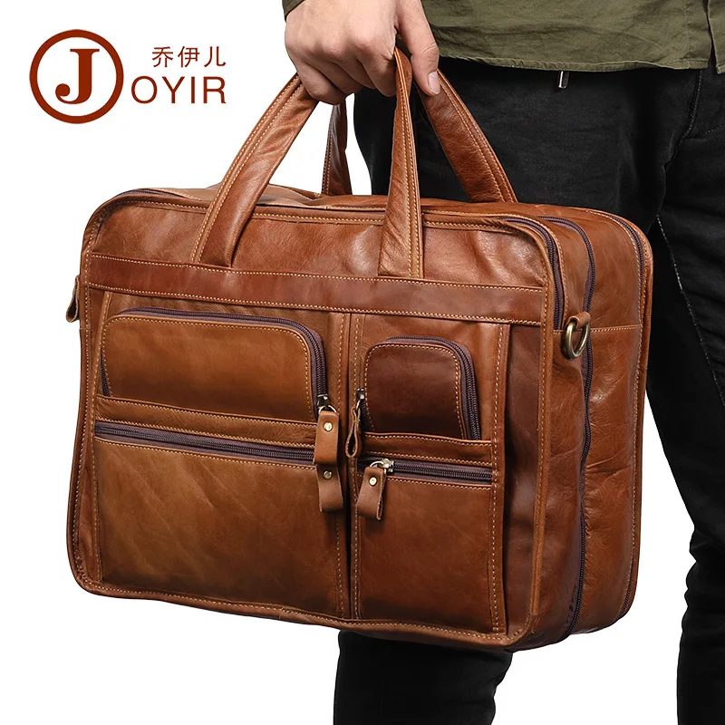 Retro High-Capacity Genuine Leather  Vintag Men Handbag Laptop Euramerican Fashion Leather Business Business Shoulder Bag