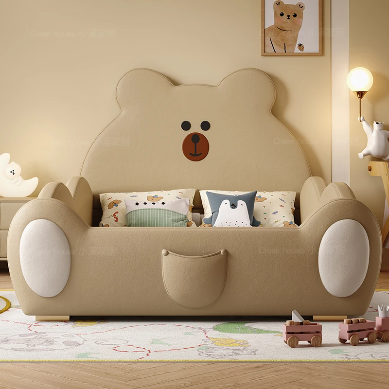 g*-135x200cm Guardrail slide kids bed Cartoon wooden Modern full king Double bed frame single modern luxury furniture home