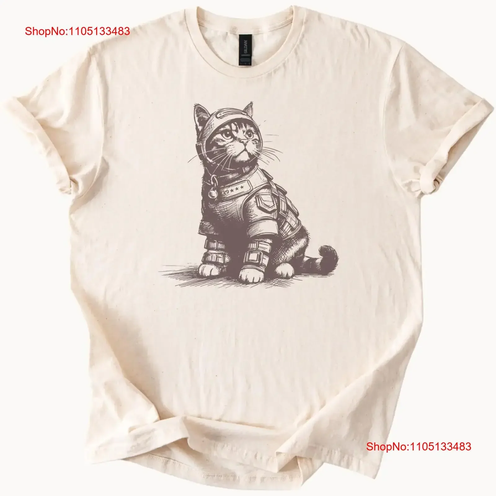 تي شيرت قطة الفضاء رائد الفضاء هريرة الكونية القطط العلوي خمر غسلها أوم امتدت مصمم الملابس للجنسين الرسم تنوعا #1