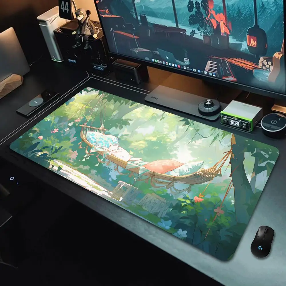 Beautiful hammock rubber mouse pad HD anime realistic pattern computer video game player dedicated gaming mouse pad