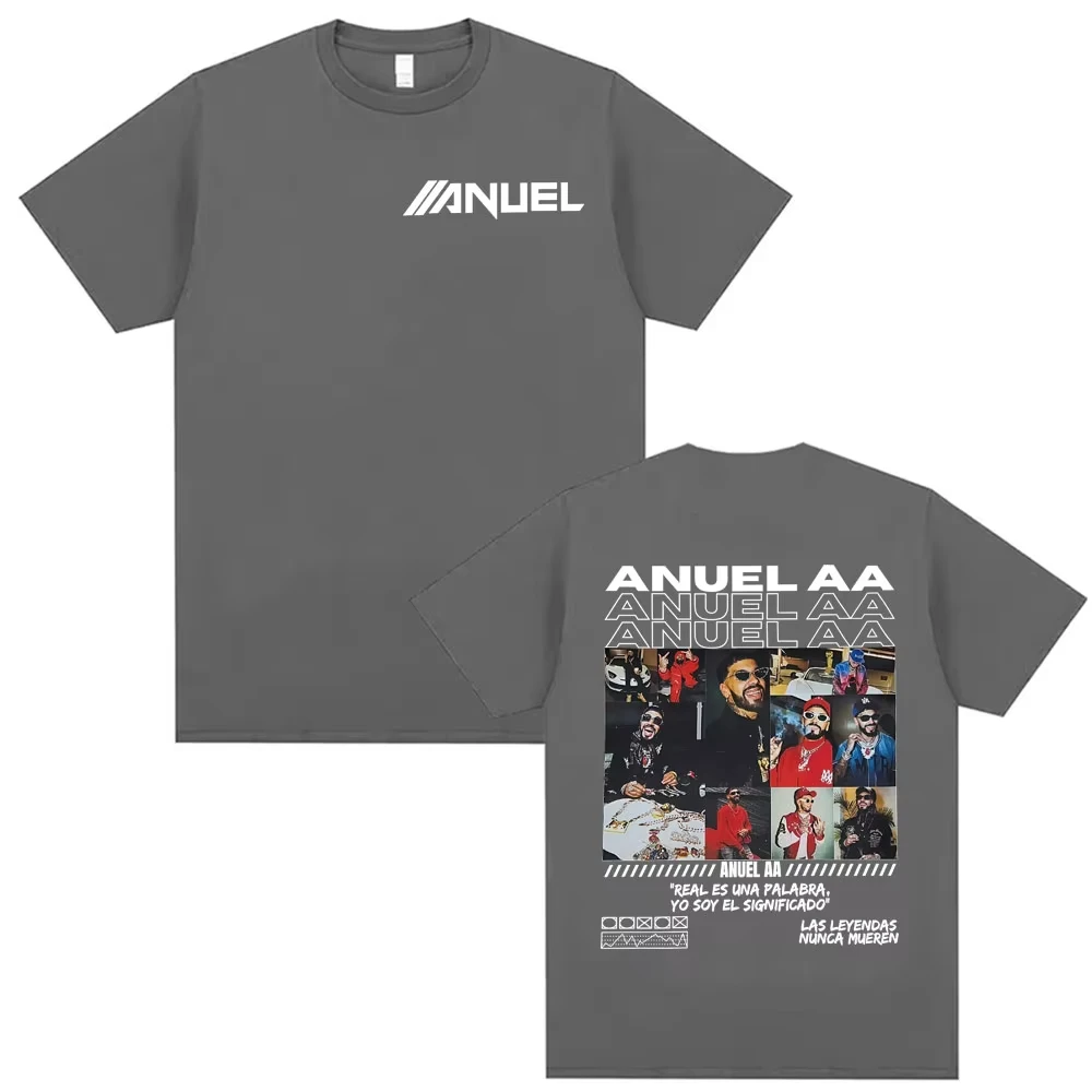 Limited Anuel Rhlm 2 AA Real Hasta La Muerte Graphics Tee Shirts Men Women Hip Hop High Street T Shirt Cotton Oversized T-shirts