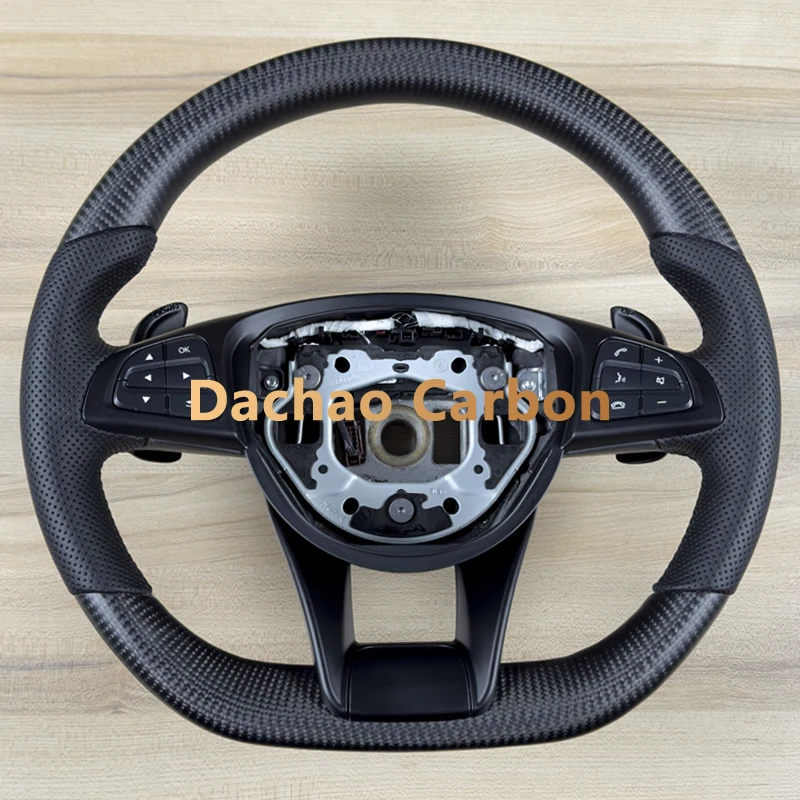 Matte Black Carbon Fiber Steering Wheel For Mercedes AMG A45 C43 C46 C63 E63 S63 W205 W213 W222 C300 C220 C250 C160 C400 C450