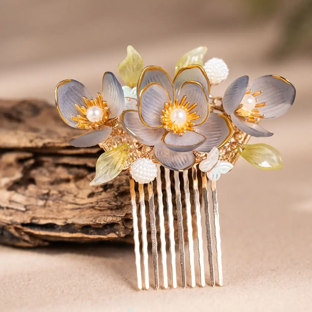 

Classical Retro Ancient Hair Stick Tassel Pearl Flower Hair Comb Hair Fork Hair Chopstick Tang Dynasty Hairpin Jewelry