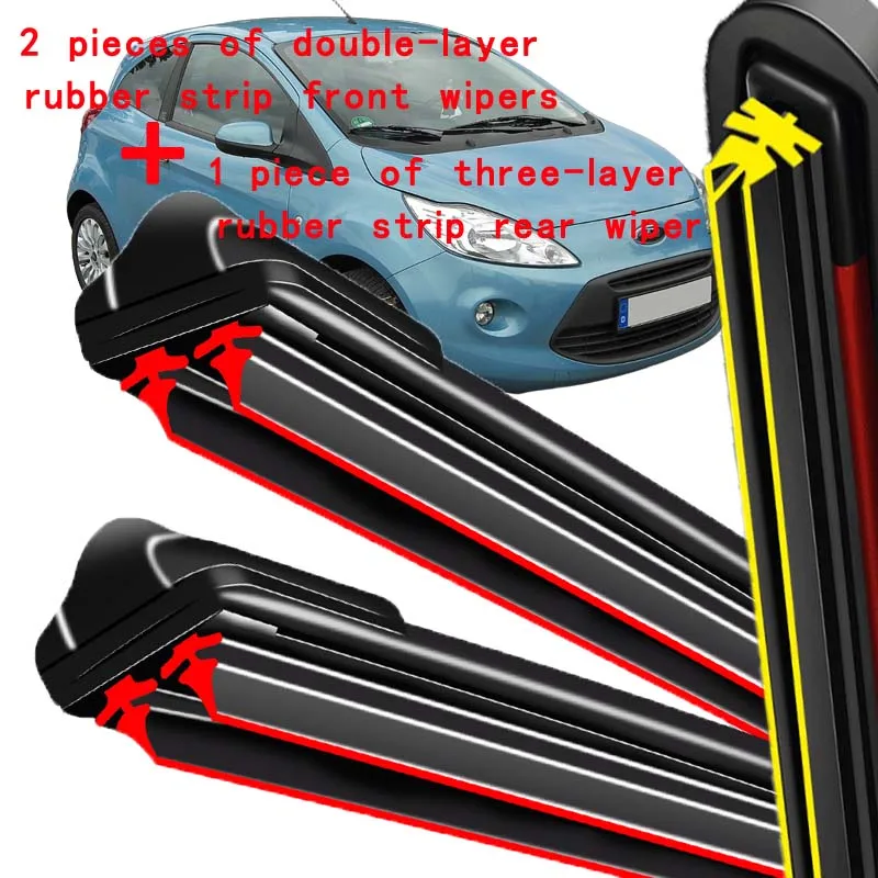 

Wiper Front & Rear Wiper Blades Set For Ford KA MK2 2009-2015 2010 2011 2012 2013 Windshield Windscreen Window 24''+14''+11''