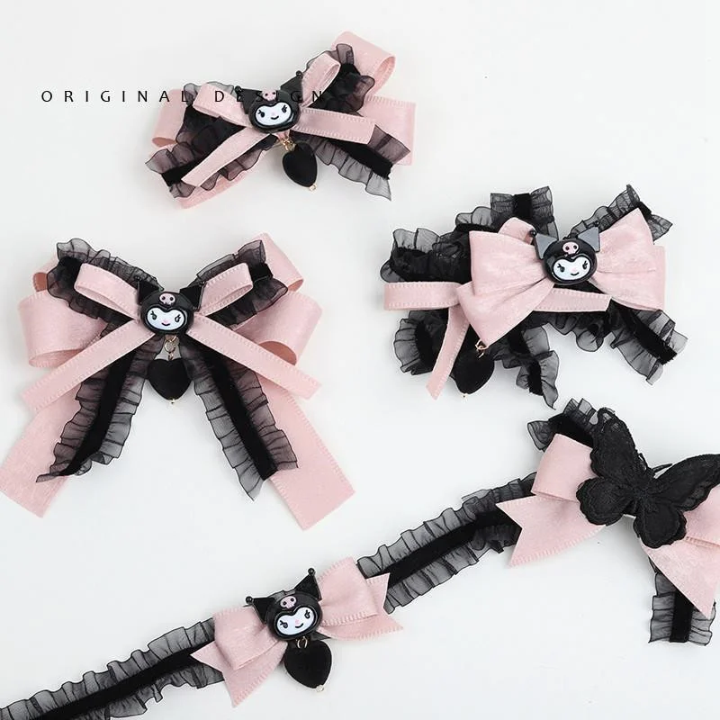 Kawaii Sanrio Kuromi Lolita La Parure Hairpin Cinnamoroll Bowknot Pachacco All-Match Student Liu Haibin Clip Hairpin Headdress