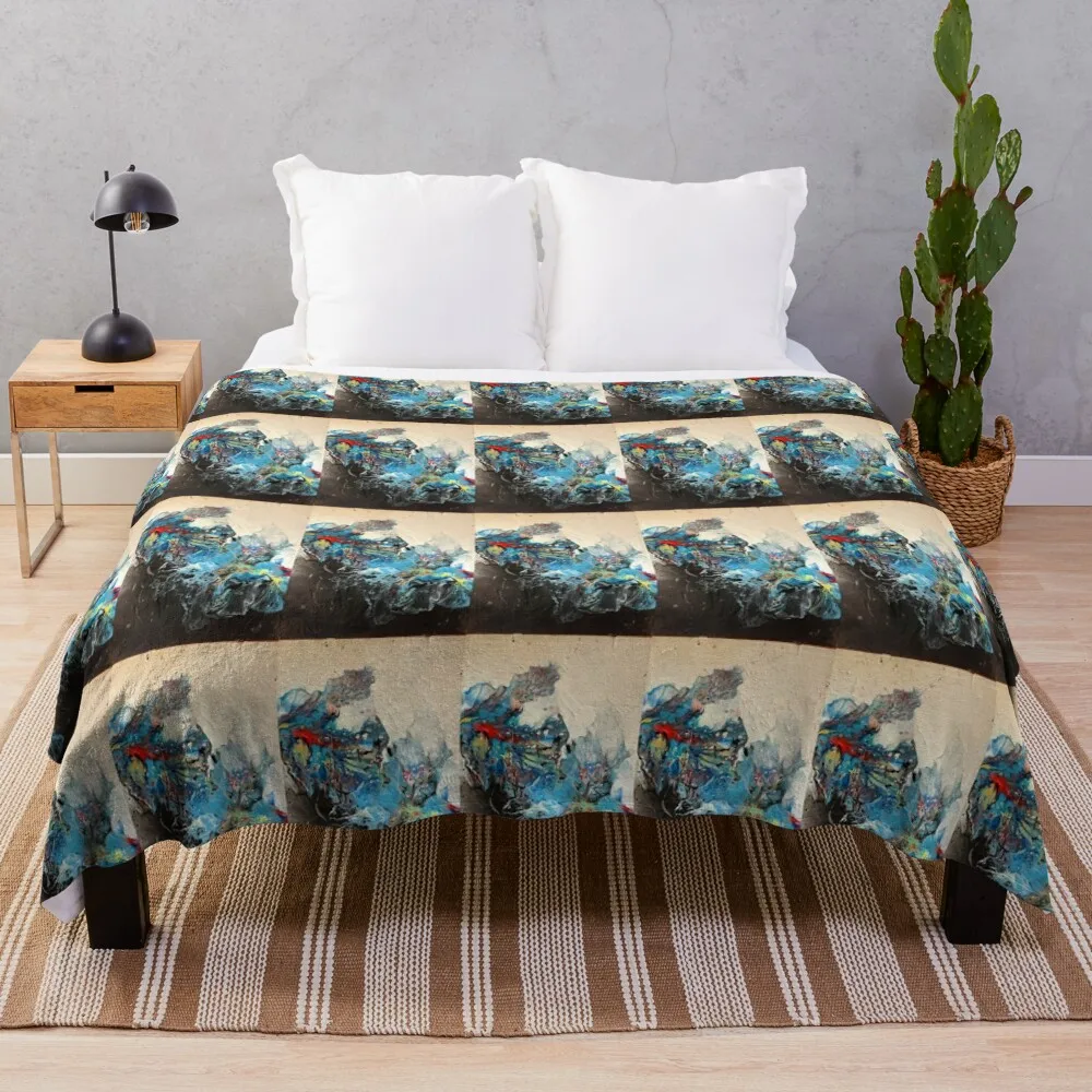 Black Blue by Colin Knowles Throw Blanket Bed linens Summer Beddings Travel Blankets