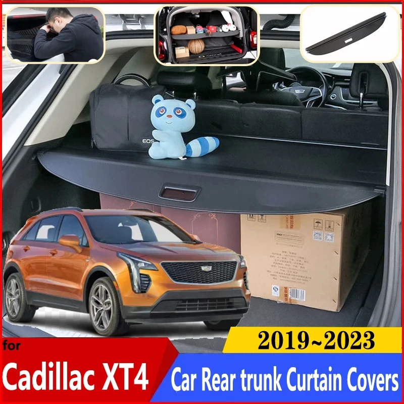 Car Trunk Curtain For Cadillac XT4 Accessories 2020 2019 2021 2022 2023 Car Trunk Luggage Curtain Retractable Covers Accessories