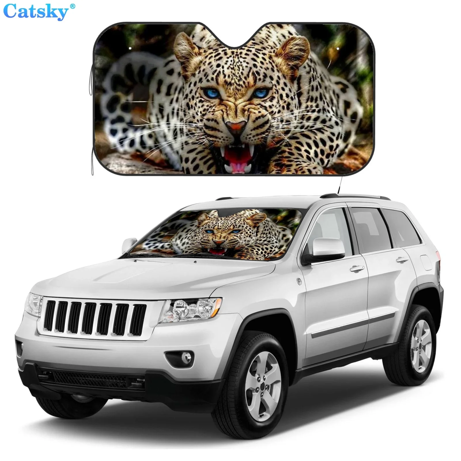 Cheetah Car Windshield Sunshade, Animal Car Windscreen Sunshade Auto Sun Visor Protection Decor, Car Interior Cooling Sunshade