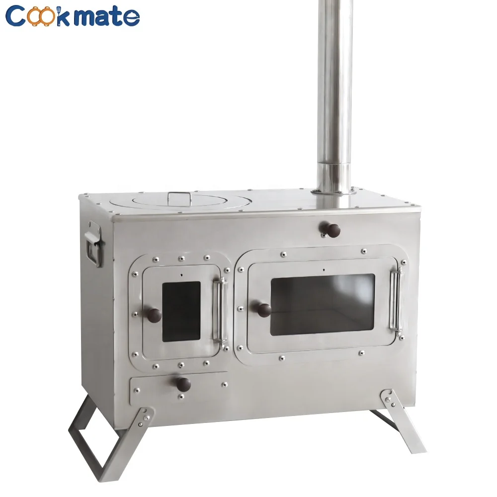 Large Foldable Outdoor Wood Stove With Pizza Oven & Chimney, Multifunctional For Cooking/Baking/Boiling