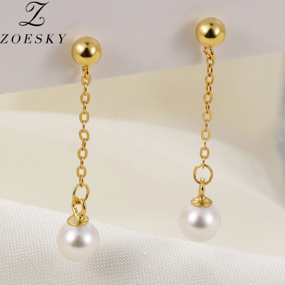 

Zoesky Fashion Long Tassel Pearl Drop Earrings For Women 925 Sterling Silver Dangle Earring Wedding Jewelry Banquet Party Gift