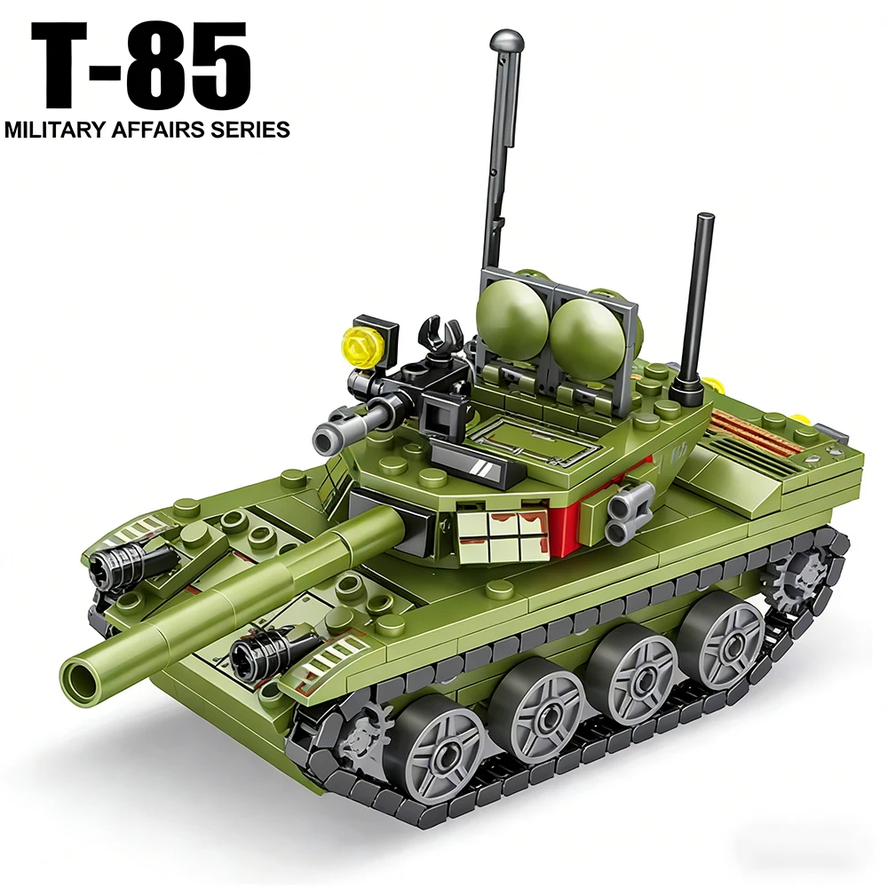 

Военный танк Т-85, строительные блоки, фигурки солдат, игрушки для детей, подарок для мальчиков