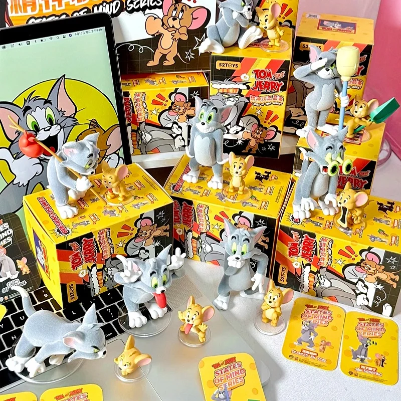 52toys Tom et Jerry Blind Box Figure States Of Mind Series – Figurine amusante pour bureau, décoration de bureau pour employés et collection de couples