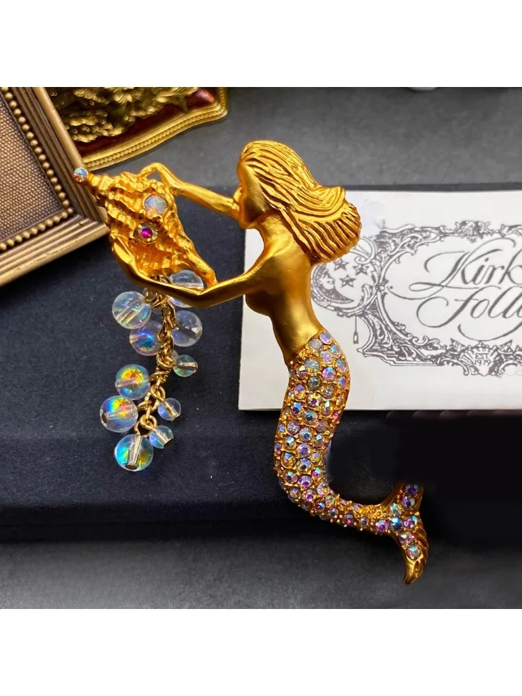 Broche de luxe avec pompon sirène pour hommes et femmes, accessoires de bijoux, cadeaux Surprise pour fête de mariage et Couple