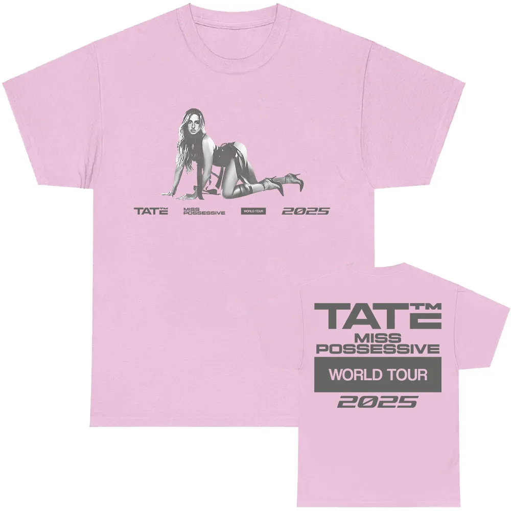 Miss Possessive 2025 World Tour Tee Tate McRae Graphic Printing T-shirt Cotton Short Sleeve Unisex Streetwear Tshirt Men T Shirt