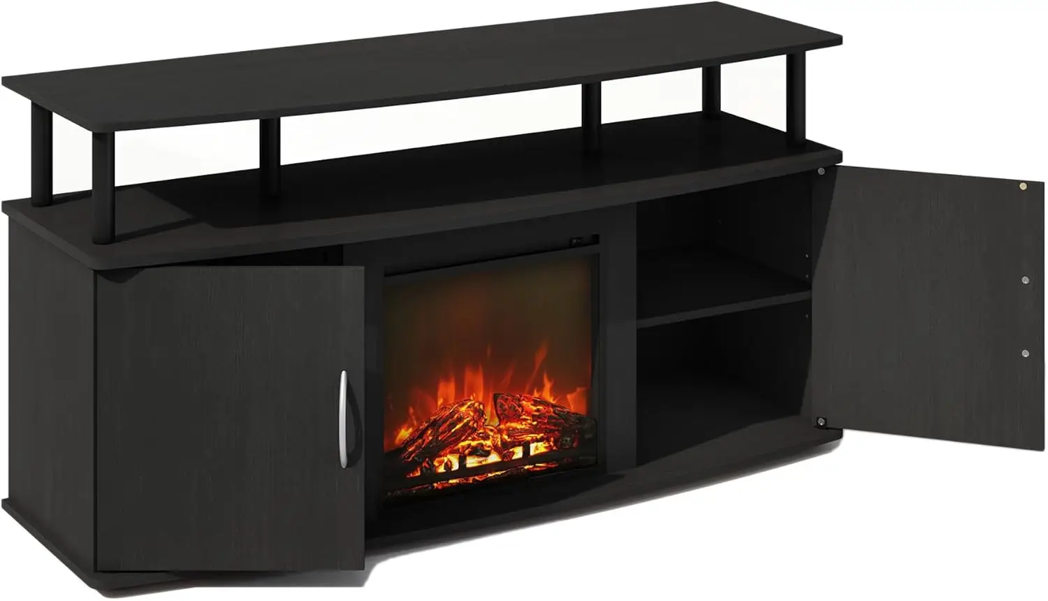 

Тумба под телевизор Jensen с декоративным электрическим камином, без функции обогрева, угловая, для телевизоров до 55 дюймов, с дверцами для хранения