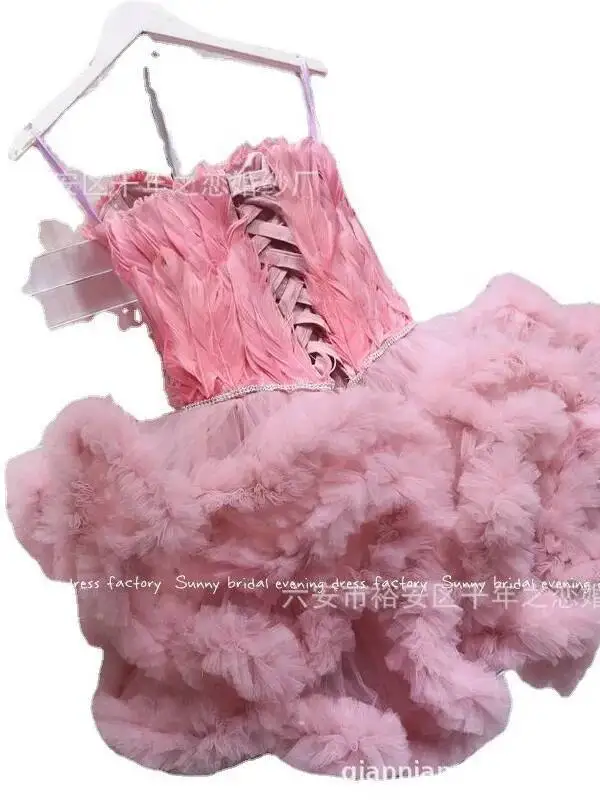 Cos Princess Dress Travel Photography Annual Party Girl Feather Evening Dress Host Fashion Show Princess Puffy - view 5