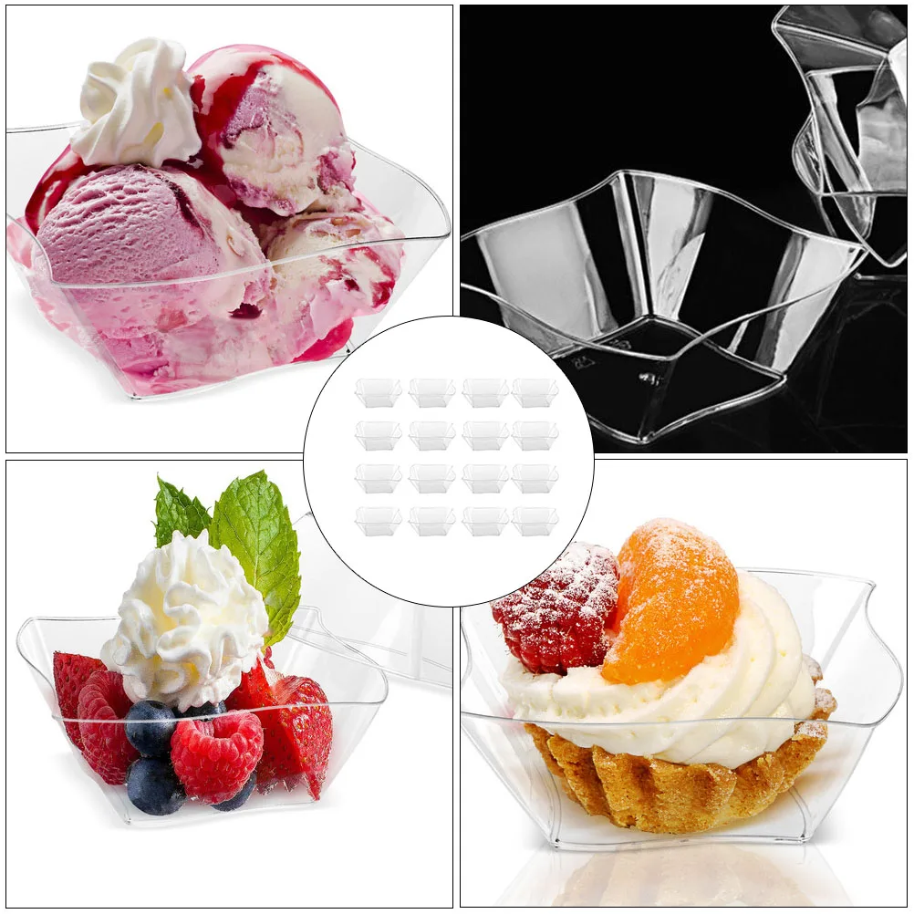 

48pcs Plastic Pudding Cups Dessert Ice Cream Containers Mini Mousse Cake Holders Disposable Polystyrene Plates For Party Bakery