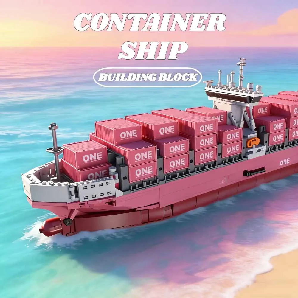 

Creative City Pink Cargo Freighter Container Ship MOC Building blocks Toys Gifts collection Large Cargo Ship Set puzzle 1446pcs