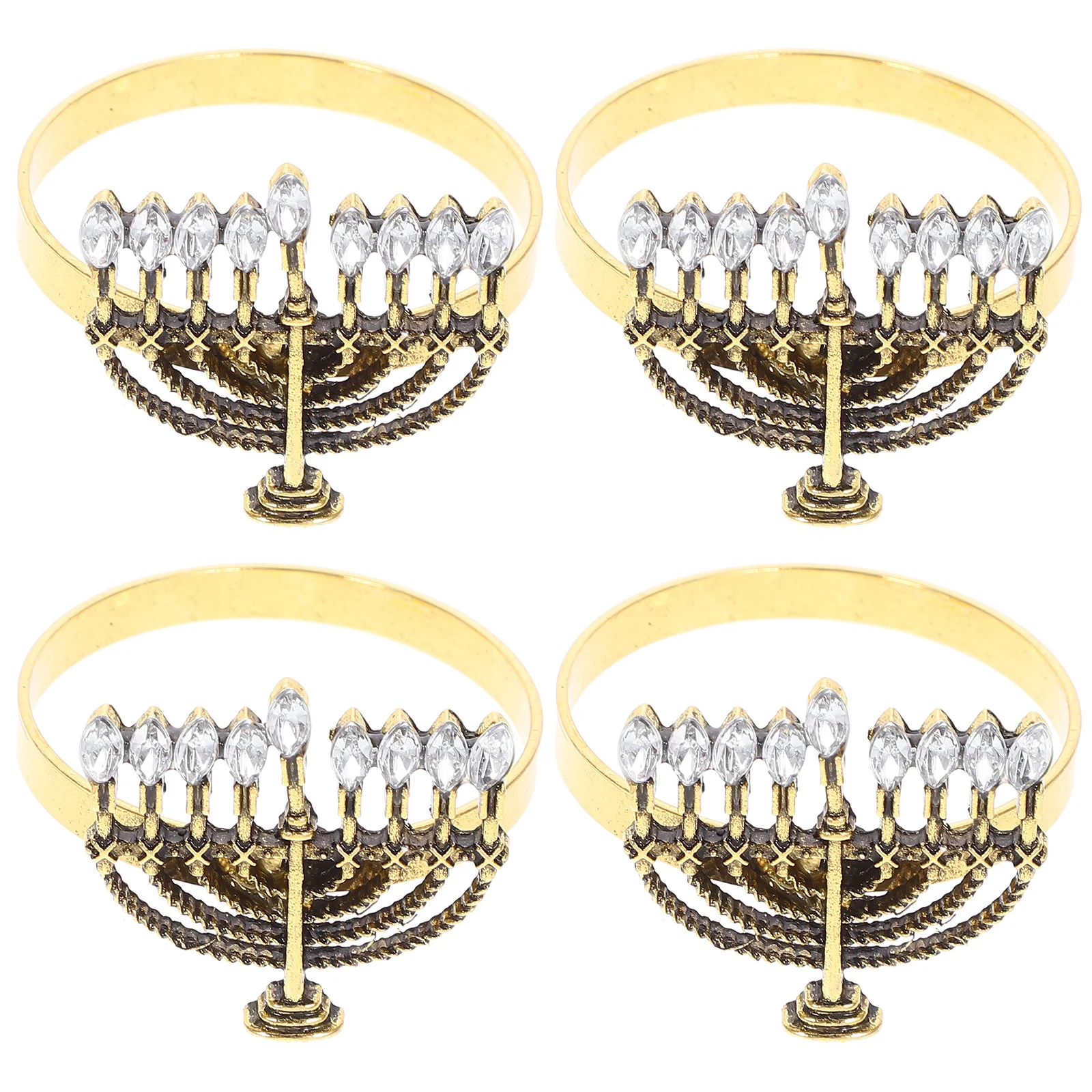 

4 шт., кольца, Ханука, Менора, пряжка, настольный держатель для ресторана, отеля, держатели для салфеток, домашняя вечеринка, банкетная застежка для салфеток