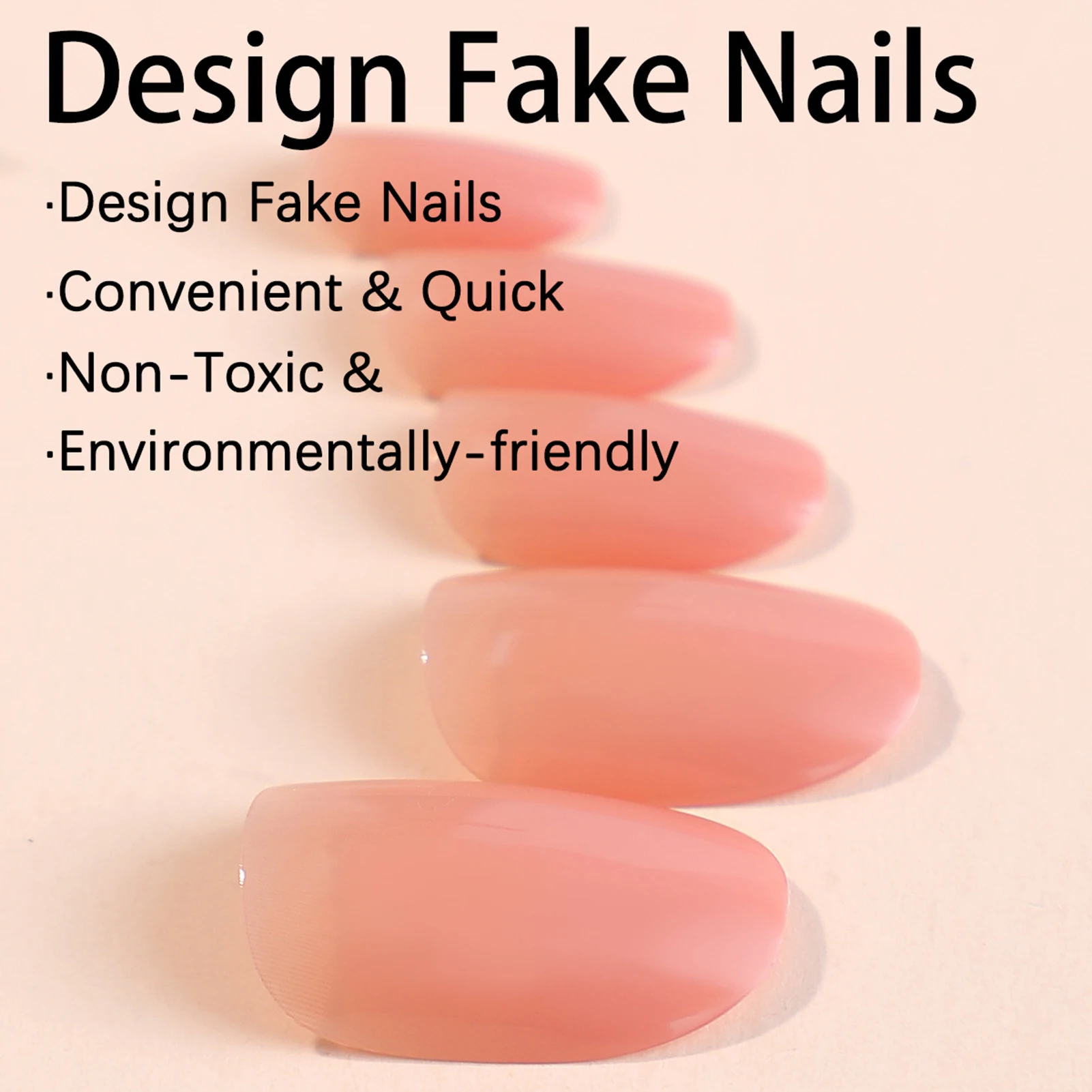 Simple Pink -length False Manicure Easy to Apply Simple to Peel off Nails for Stage Performance Wear