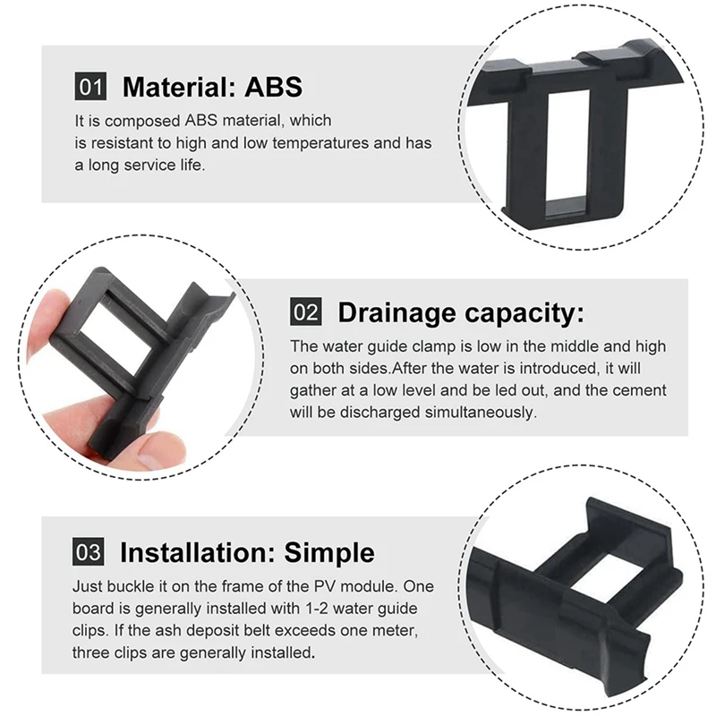 64Pc 35Mm Solar Panel Water Drainage Clips,PV Modules Clips For Water Drain Photovoltaic Panel Water Drain Clips