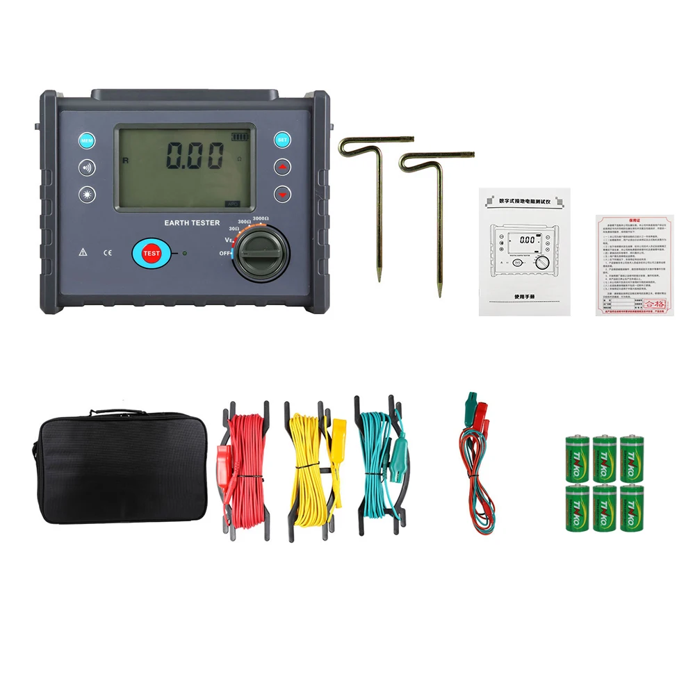 RKT3010 Tester digitale di resistenza di terra (semplice) Misurazione della tensione di terra Misurazione della resistenza di basso valore 3000Ω 600 V CA