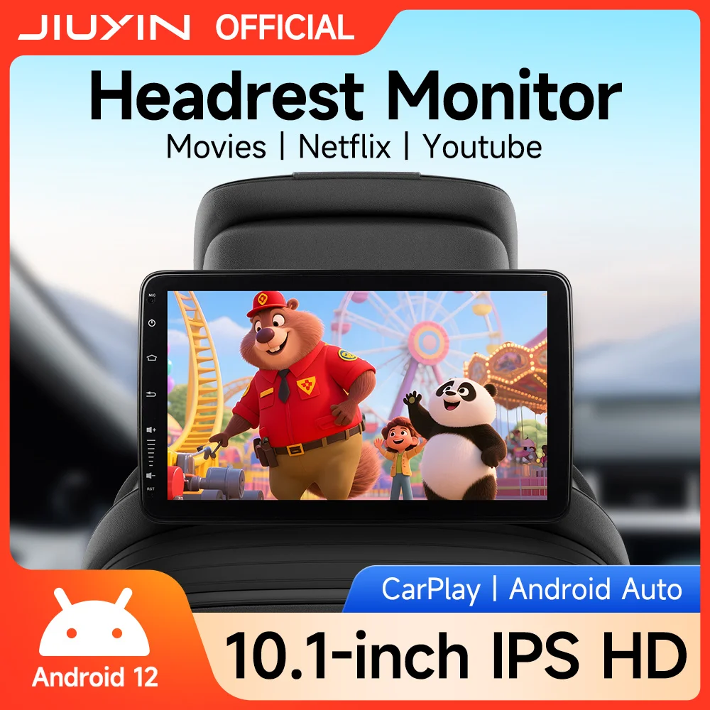 

10.1inch Car Headrest Monitor IPS TV Display Wireless Carplay /Android Auto for Car Rear Seat Screen Video Player Screen