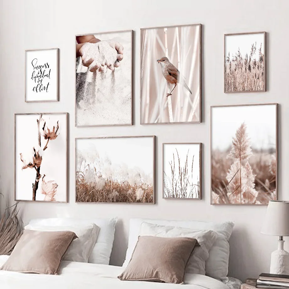 

Hnad Sand Flower Dandelion Bird Reed Wall Art Canvas Painting Nordic Posters And Prints Wall Pictures For Living Room Home Decor