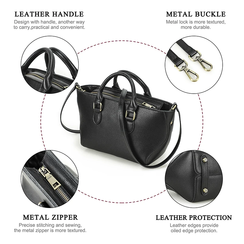 Contact\'S Genuine Leather Women Crossbody Bag Luxury Top Handle Bag Fashion Adjustable Strap Female Shoulder Bag Tote Handbag