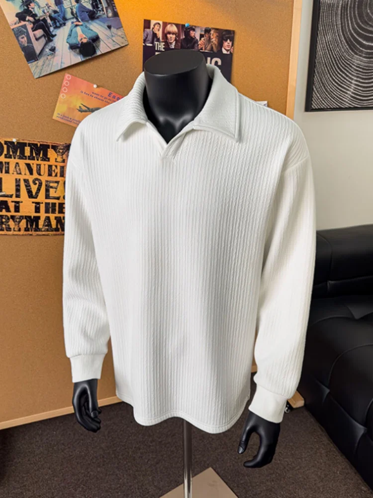 

Мужская толстовка с длинным рукавом и круглым вырезом, однотонная, для весны и осени, базовый слой, американский стиль Cleanfit, внутренняя одежда, повседневная, свободного кроя.