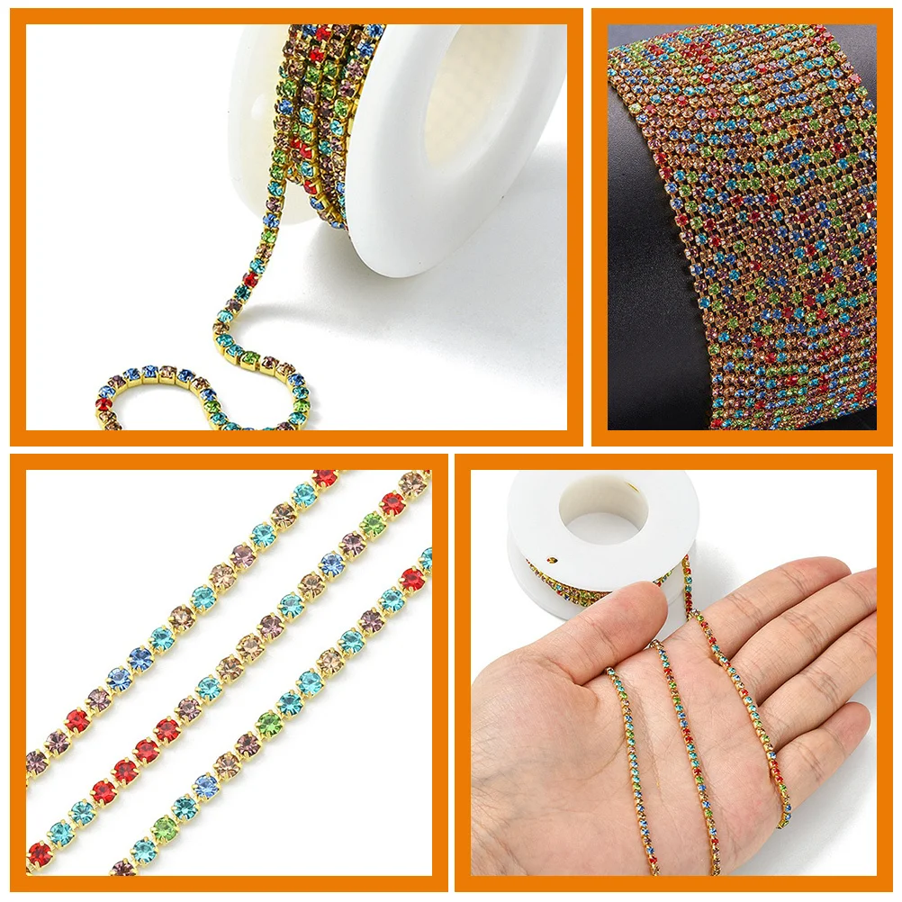 

1 Roll Rhinestone Chain Trim Decorative Claw Chain For Diy Crafts Sewing Bling Decor Clothing Accessories Rhinestone Rope