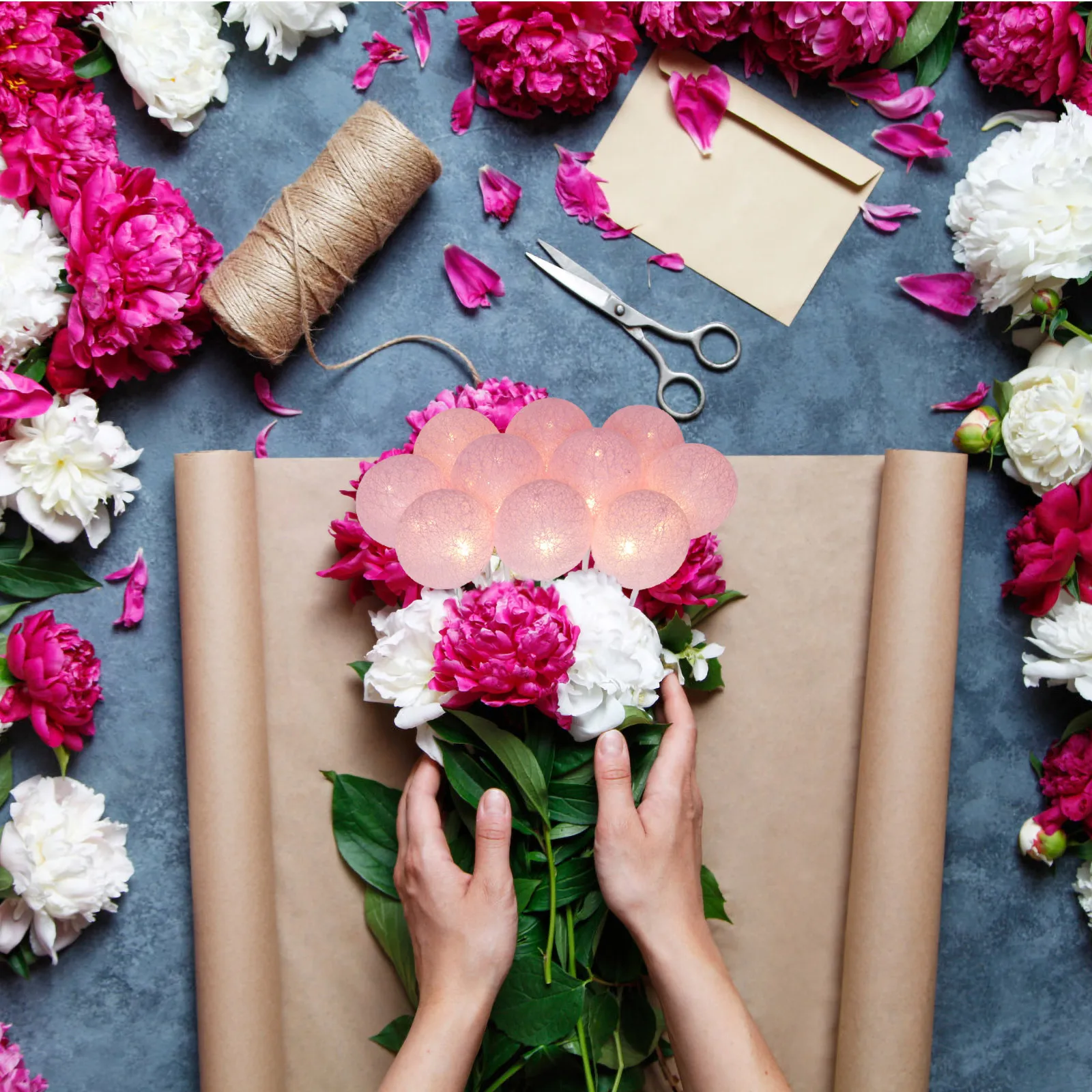 

1Pcs DIY LED Ball Branch Light Bouquet Gift Material Lamp Warm Glow Flower Arrangement Light Decor Bouquet Packing Material