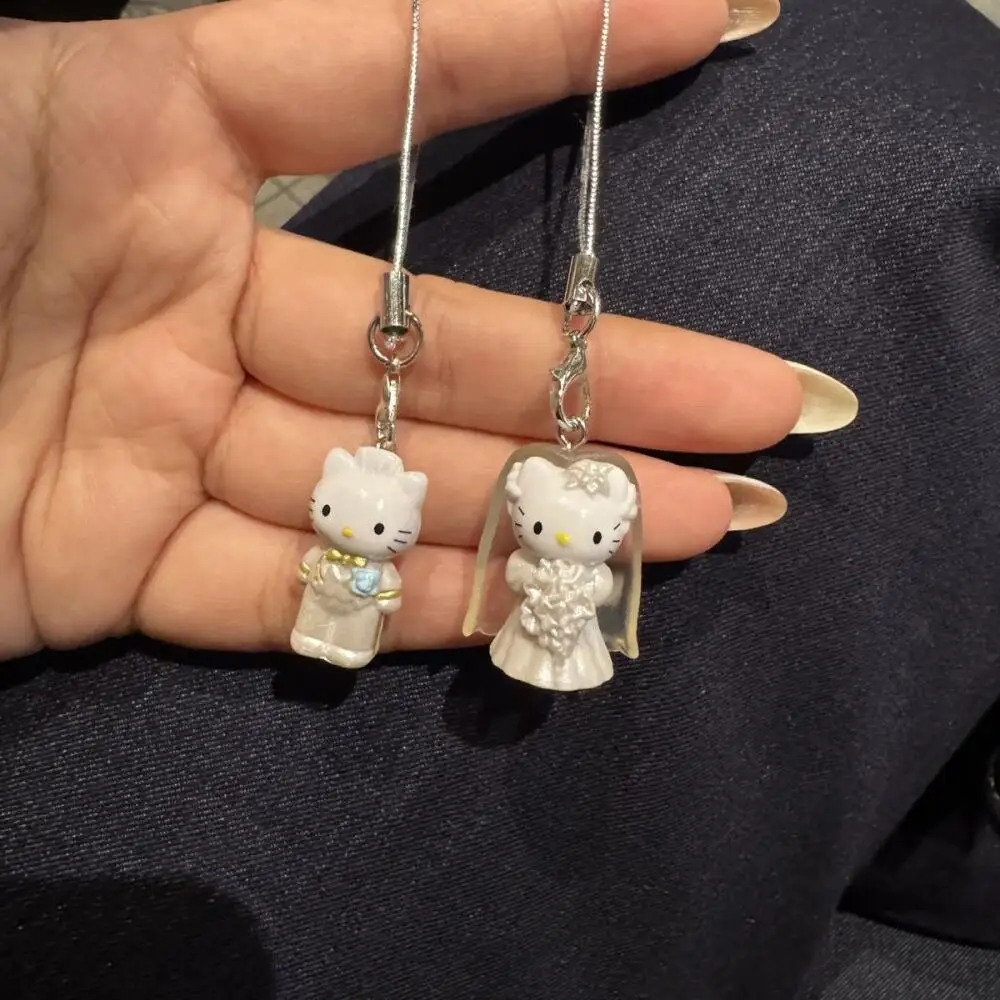 Sanrio Hello Kitty Wedding Dress Series Phone Strap Keychain Camera Backpack Hanging Ornaments Valentine's Day Gifts for Couples