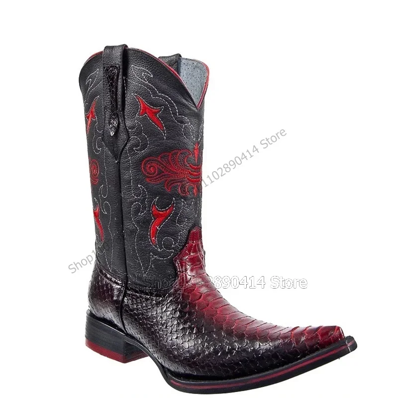 

Mixed Color Alligator Print Sewing Totem Design Boots Fashion Slip On Men Boots Luxury Handmade Party Banquet Men Casual Shoes