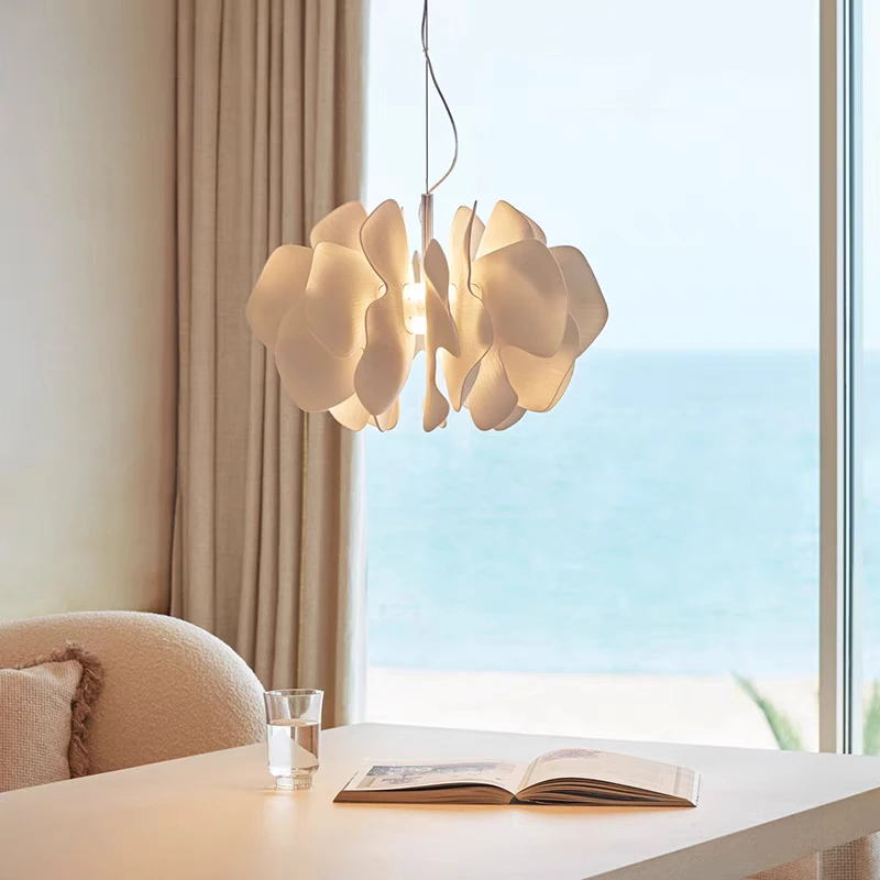

Nordic Modern Home Decoration Ceiling Chandelier Salon Creativity Acrylic And Ceramic Petals Led Lights Living Room Pendant Lamp