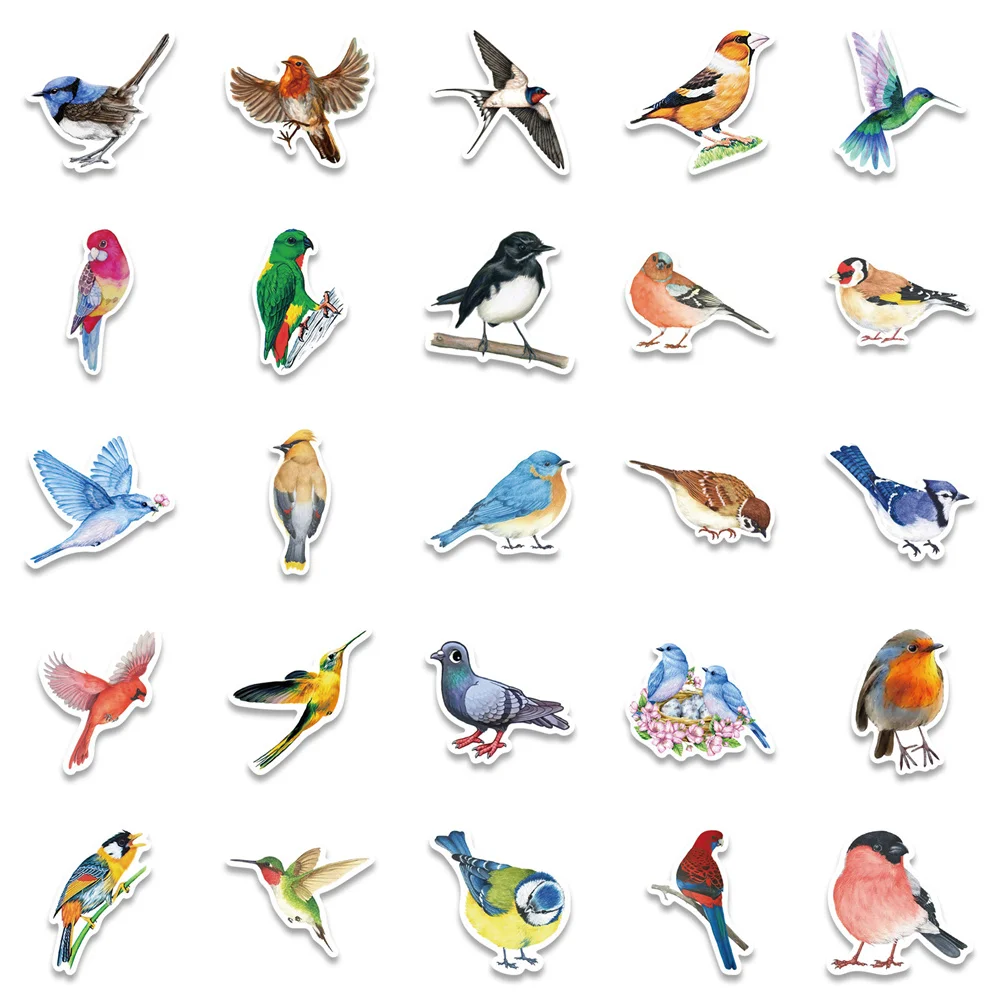 10/30/50PCS Colorful Watercolor Style Bird Graffiti Sticker Toy Decoration Notebook Kids Gift iPad PVCWaterproofStickerWholesale