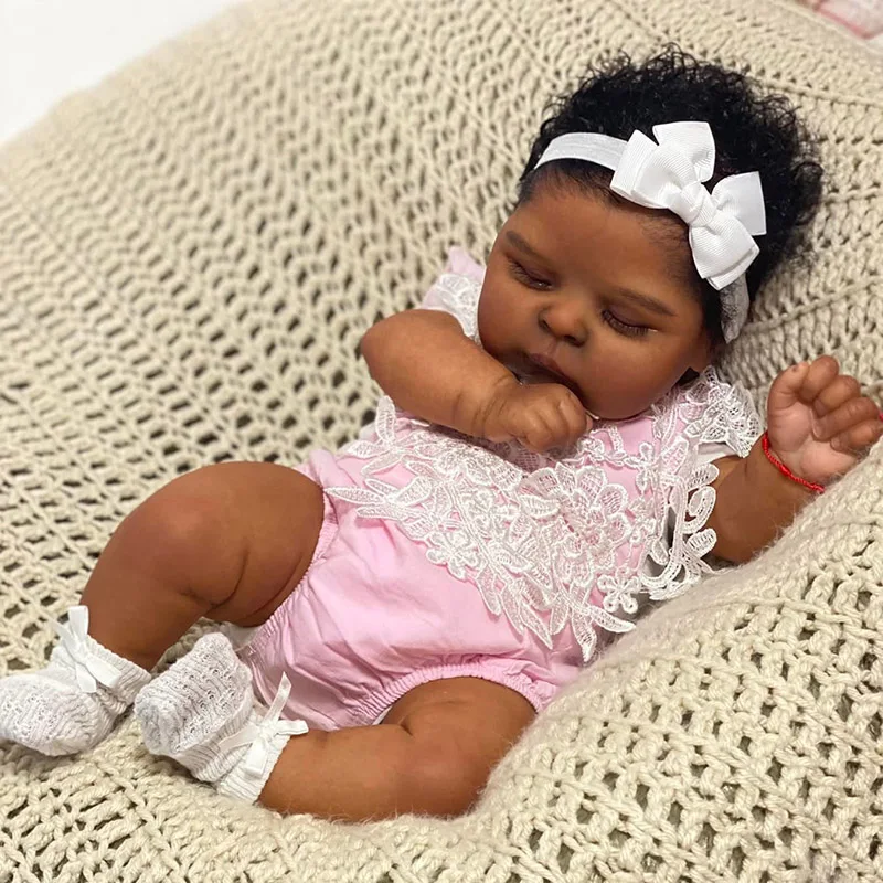 

48cm Dark Skin Reborn Doll Peaches Cloth Body with 3D Skin Without clothes Painting with Visible Veins