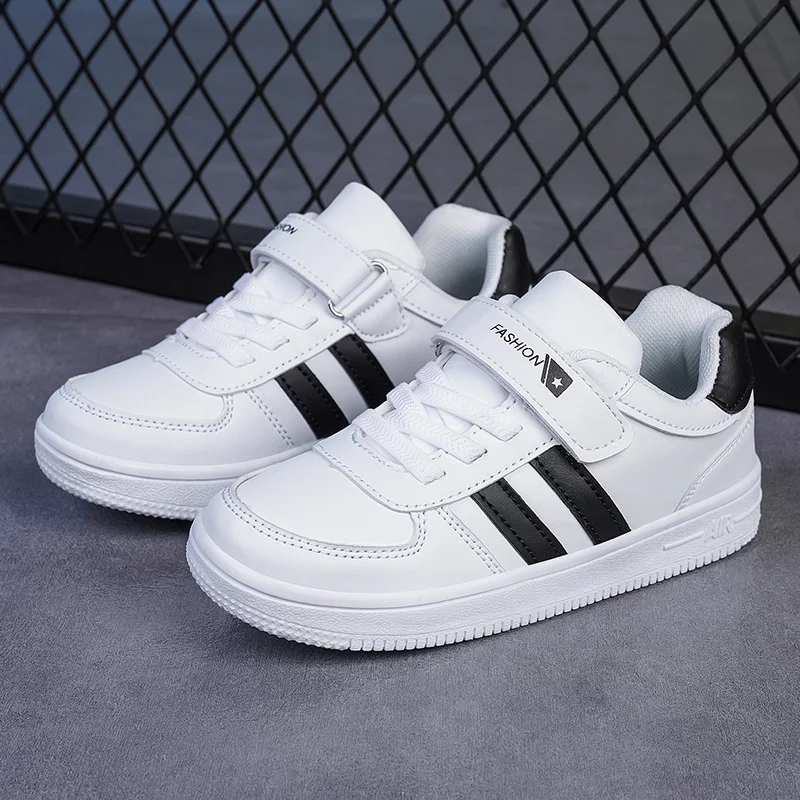 Kinder-Schulsport-Wanderschuhe, modische weiße Freizeit-Sneaker für Jungen und Mädchen, rutschfeste Kinder-Laufschuhe mit weicher Sohle – Detail 5