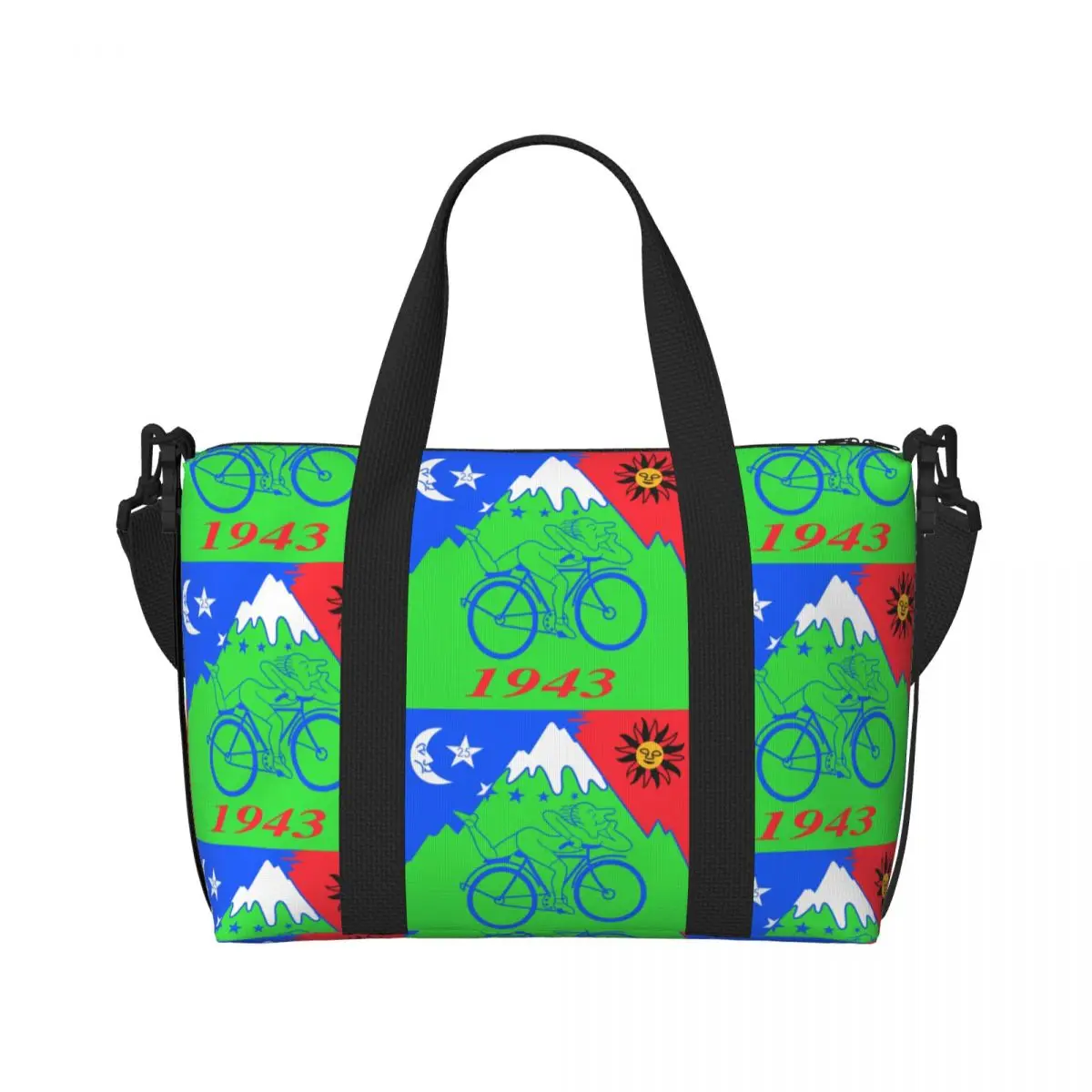 Custom Albert Hofmann Bicycle Day Tote Bag Women Large Capacity LSD Acid Blotter Beach Gym Shoulder Travel Bag