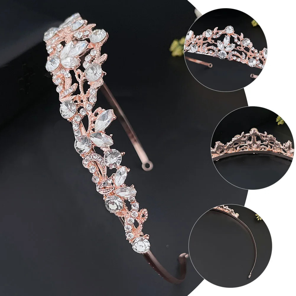 

Rhinestone Crown Headpiece Women Elegant Wedding Tiara Birthday Pearl Crowns Silver Hair Accessories Girl Hair Accessories