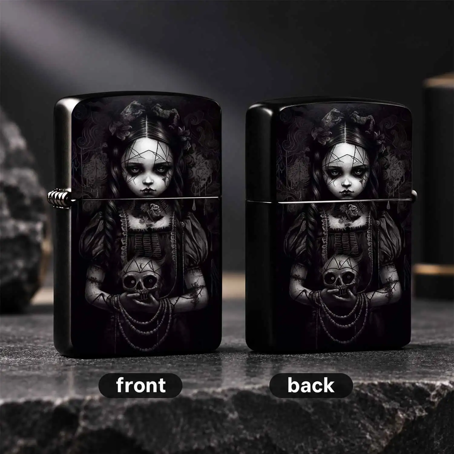 Dark Gothic Cracked Maiden Art Pattern Portable Lighter, Atmospheric Retro Cool Carry Accessory, Unique Niche Vibe Decor Item, Suitable For All Daily Scenarios, Thoughtful Gifting Choice, Distinct Dark Aesthetic Practical Small Goods For Ev