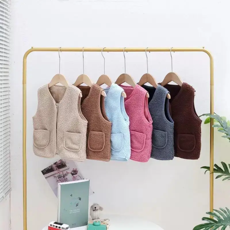 Girl Thicken Lamb Fleece Vest Tops Sleeveless Coat Autumn Winter Child Kids Versatile Cute Kawaii Fashion New Casual Clothing