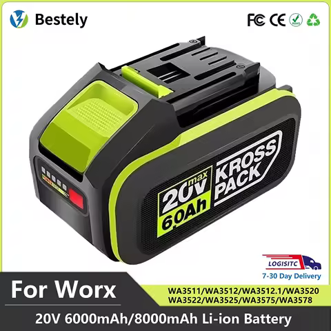 For WORX 20V 6.0Ah/8.0Ah 5pin WA3016 WA3023 WA3027 Li-ion Battery For dewalt tools for WORX Cordless Power Tool Model Battery