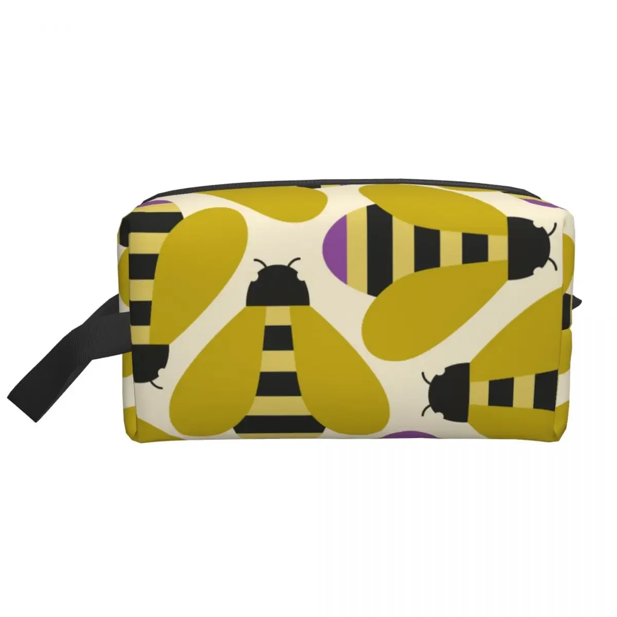 

Custom Funny Bee Print Makeup Bag Women Travel Cosmetic Organizer Kawaii Orla Kiely Storage Toiletry Bags Dopp Kit Case Box