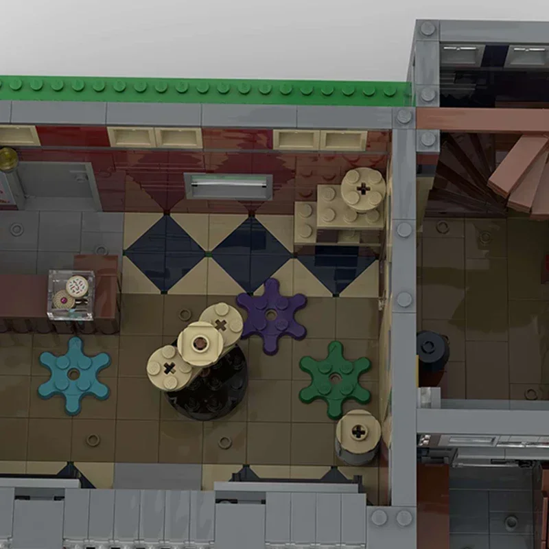 City Street View รุ่น Moc อาคารอิฐ Town Cat Cafe เทคโนโลยี Modular Blocks ของขวัญของเล่นคริสต์มาส DIY ชุดประกอบ