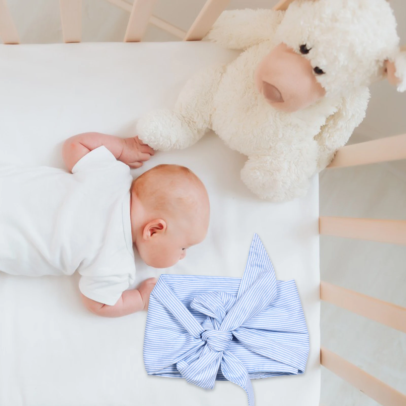 

Newborn Swaddle Wrap Decorative Bow Sash Soft Cotton Baby Blanket Belt for Photography Props Warm Cozy Travel Home Use
