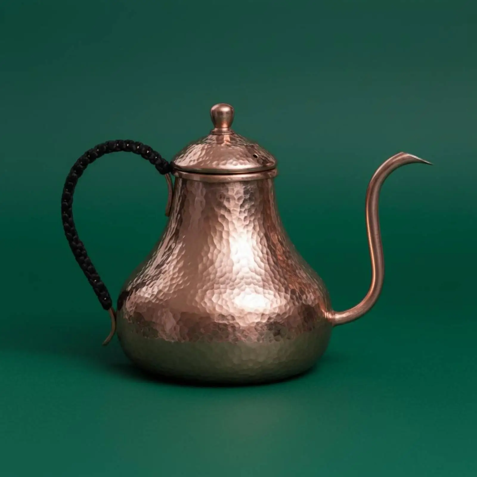 Vintage Appearance Handmade Copper Coffee Pot Compact Hammered Gooseneck Kettle